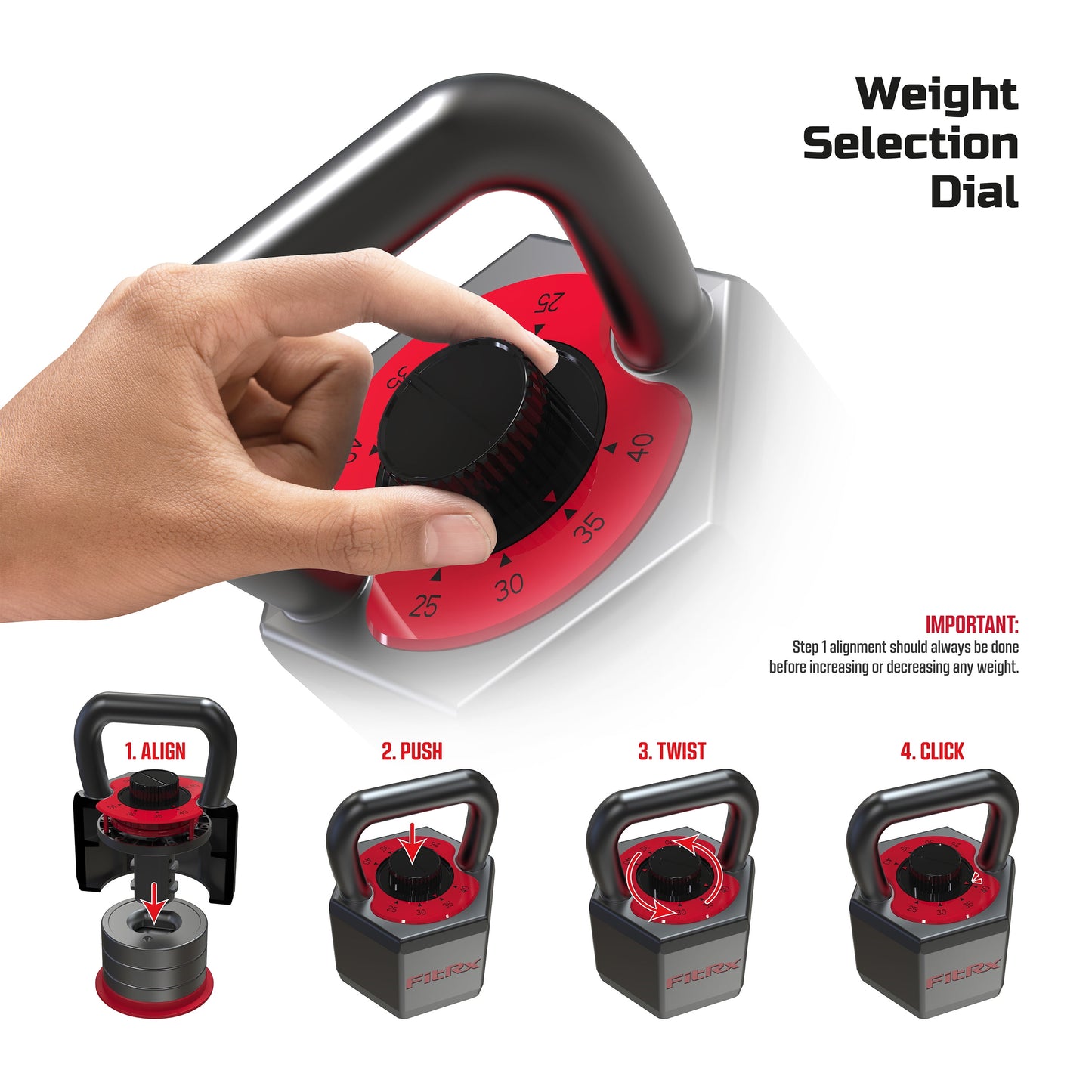 Smartstack Wide Handle Adjustable Kettlebell for Home Gym Workouts, 25-40 Lbs, Black