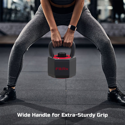 Smartstack Wide Handle Adjustable Kettlebell for Home Gym Workouts, 25-40 Lbs, Black