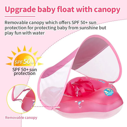 Baby Swimming Float with Canopy Inflatable Infant Ring Kids Pool Accessories Circle Bathing Summer Toys