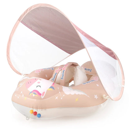 Baby Swimming Float with Canopy Inflatable Infant Ring Kids Pool Accessories Circle Bathing Summer Toys
